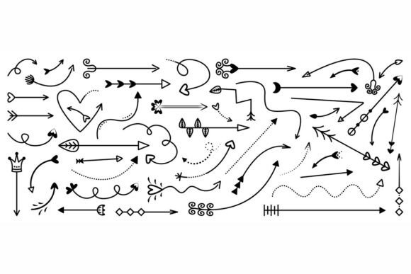 Black Line Arrows Doodle Set: A Versatile Design Resource for Clear Visual Communication