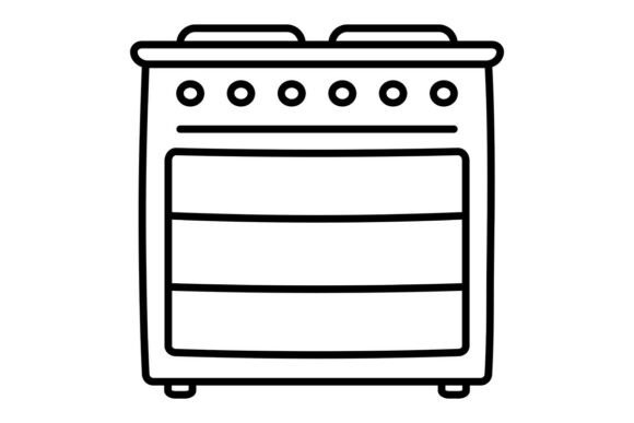 Black Line Doodle of Stove, Oven: A Practical Guide to Minimalist Kitchen Illustration