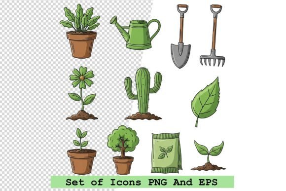 Building a Visual Language for Nature-Focused Design with a Set of Garden and Plant Icons Vector