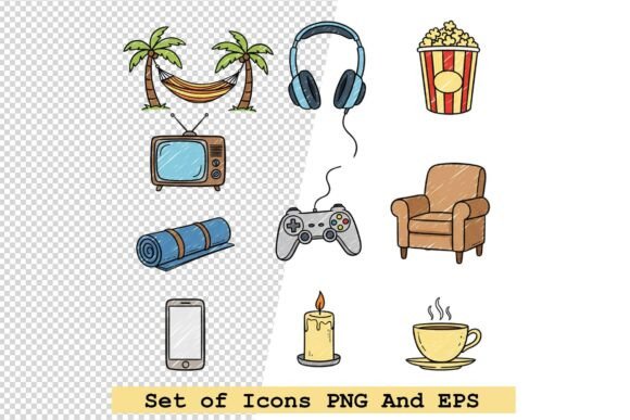Building Visual Language with a Set of Leisure Icons Vector Illustration