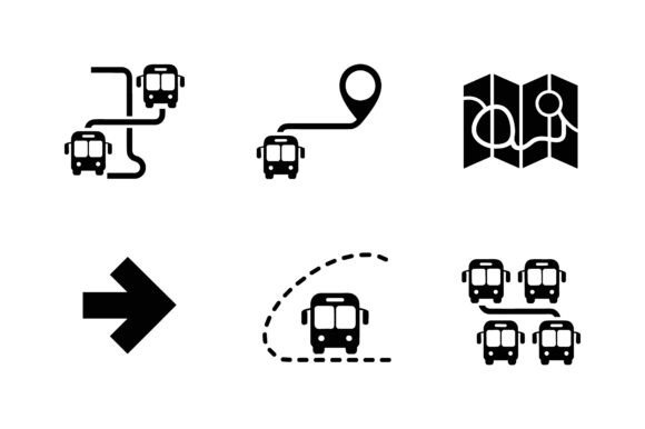 Bus Route Navigation Icon Set EPS: Build Clear and Intuitive Travel Guides for Modern Transit