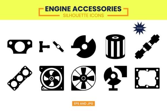 Engine Accessories Silhouette Icon Set: A Practical Visual Resource for Technical Communication
