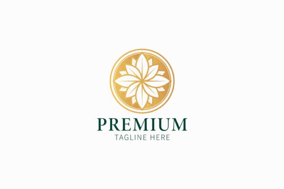Premium Gold Leaf Logo Sign Symbol