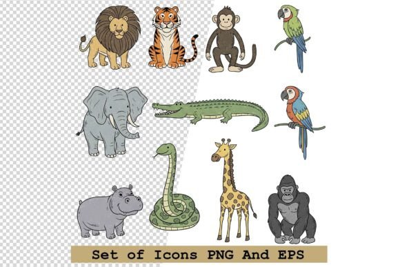 Set of Jungle Animal Icons Vector: A Designer's Toolkit for Nature-Inspired Projects