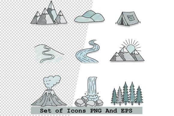 Set of Mountain Icon Vector Illustration: A Versatile Design Resource for Modern Creatives