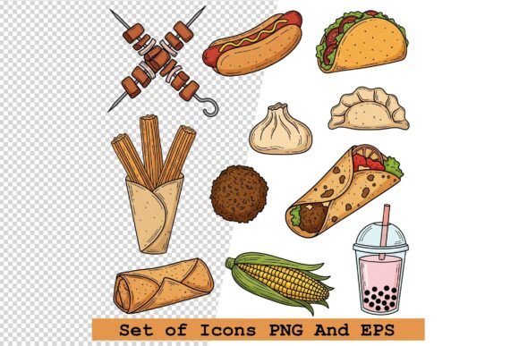 Set of Street Food Icons in Hand Drawn: A Practical Evaluation for Designers and Developers