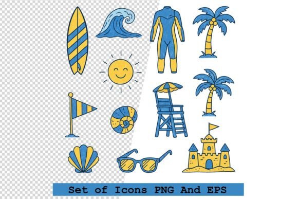 Set of Surfing Icons Vector Illustration: A Practical Asset for Designers and Brands