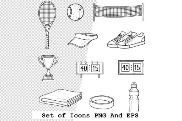 Set of Tennis Icons Vector Illustration: Building Visual Consistency for Sports and Lifestyle Projects