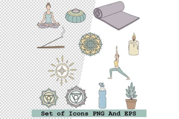 Set of Yoga Icons in Hand Drawn Pastel and the Quiet Power of Visual Consistency
