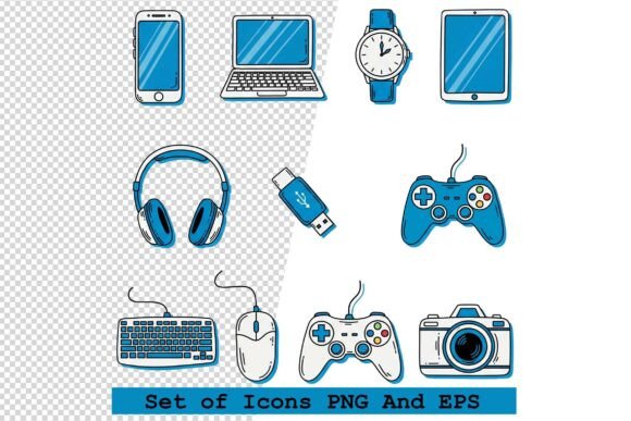 Technology Gadget Icons in Hand for Modern Design