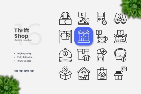 Thrift Shop Outline Icons: A Practical Choice for Clean, Scalable Design