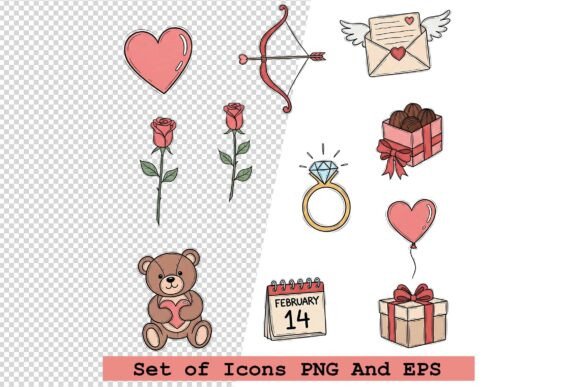 Valentine Icons: Vector and Doodle Creative Sets
